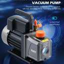 Orion Motor Tech R1234yf AC Vacuum Pump and Gauge Set, 1/3 hp 4 cfm Vacuum Pump Manifold Gauge Kit with Leak Detector 3 Hoses & Adapter for R1234yf, A/C Vacuum Pump Kit for Auto HVAC Systems