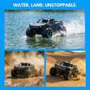 KB KAIBO 1:16 Amphibious Remote Control Car, Fully Submersible Remote Control Monster Truck for Kids, All Terrain 4WD RC Toy with 2 Batteries (60+ Min), 7.4V High Power, Durable Truck for Boys-Orange