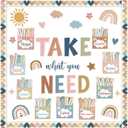 Boho Mental Health Bulletin Board Set Inspirational Take What You Need Classroom Decor Positive Pocket Bulletin Board Boho Motivational Quotes Affirmation Cutouts for Back to School Home Wall Decor