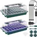 Sondiko Seed Starter Tray with Grow Light, 80 Cells Seed Starter Kit with Humidity Dome, Adjustable Brightness Plant Starter Trays, Indoor Plants Germination Kit(2 Pack)