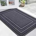 Buganda Front Door Mat Indoor Outdoor Entrance, Non-Slip Natural Rubber Doormats, Easy Clean, Low Profile, Dirt Trapper Entryway Floor Mats for Outside, Garages and Patios, 29.5x17, Grey (29.5" x 17")