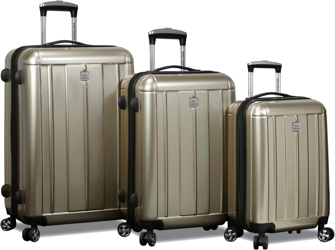 World Traveler Contour Hardside 3-Piece Spinner Luggage Set with TSA Lock - Champagne