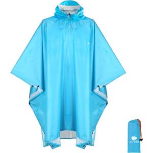ANYOO Hooded Rain Poncho for Adults Waterproof Lightweight Rain Coat for Men Women Reusable Rain Jacket for Emergency Outdoor No Size Mark