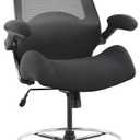 BOLISS 400lbs High Back Computer Office Drafting Chair Flip up Armrests Lumbar Support Adjustable Big Footrest Ring(Black) (BLS-2818HD)