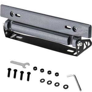 Car License Plate Mount, Adjustable Flip Up License Plate Relocator Bracket, Stable Car Front/Rear License Plate Holder, Universal Racing Style Modification Accessories (Carbon Fiber)
