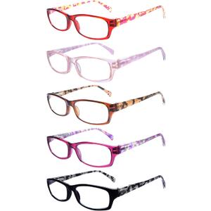 5 Pack Reading Glasses for Women, Blue Light Blocking Computer Readers, Ease Blurry Vision Dry Eyes Anti UV Glare (Multicolor-c1)