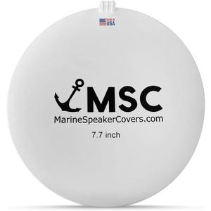 7.7" Marine Speaker Cover Boat Speaker Protector with Sun, Water, Dust, UV Protection, Military-Grade Silicone Design, White Case with Black Logo, Sold as Pair (195mm)
