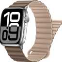 HITZEE Compatible with Apple Watch Band 49/46/45/44/42/41/40/38mm, Double Sided Silicone Magnetic Band Compatible for iWatch Ultra 3/2/1 Series 11 10 9 8 7 SE3 6 5-1 (38/40/41/42mm, Brown Khaki)