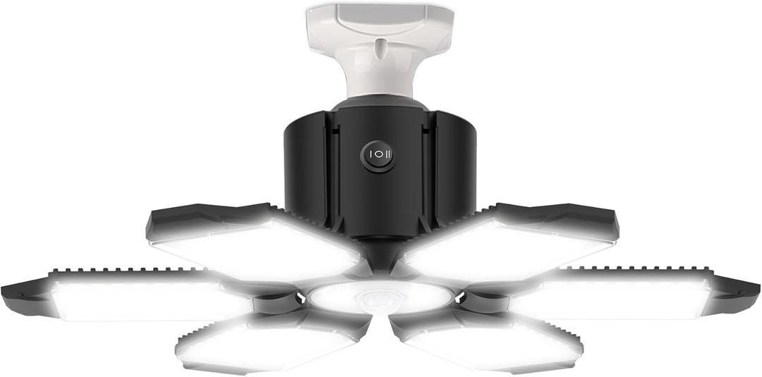 Motion Sensor Garage Light - 150W LED Garage Lights Motion Activated with PIR & Photocell Sensors,6 Adjustable Panels, for Attic Porch Stairway