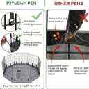 PJYuCien Dog Playpen with Bottom Pad - Metal Foldable Exercise Pen, 8 Panels 24" H x 24" W Indoor Outdoor Pet Fence Puppy Crate Kennel, Gray