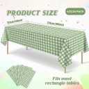 48 Pcs Sage Green Gingham Disposable Tablecloth, 54 x 108 Inch Plastic Checkered Table Cloth for Party, Picnic, Wedding, Baby Shower, Outdoor Birthday Decorations
