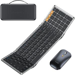 ProtoArc Foldable Keyboard and Mouse, XKM01 True Full-Size Folding Wireless Keyboard Mouse Combo for Business Travel, a Portable Office Suite On-the-Go, Compatible with Laptop iPad Tablet - Black Gray ProtoArc Foldable Keyboard and Mouse, XKM01 True Full-Size Folding Wireless Keyboard Mouse Combo for Business Travel, a Portable Office Suite On-the-Go, Compatible with Laptop iPad Tablet - Black Gray