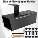 Zonon Newspaper Holder Black Medium Newspaper Box Weatherproof Heavy Duty Mailbox Accessory with Adjustable Bracket Rustproof Metal Outdoor Magazine Delivery Box for Post Mounted Mailbox
