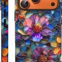Compatible with iPhone 17 Pro Max Case 6.9, Cute Floral Flower Patterns Shockproof Protective Aesthetic Phone Case with Stylish Designs for Women Girl, Vibrant Defined Blossoms