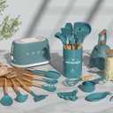 Umite Chef Kitchen Cooking Utensils Set, 33 pcs Non-stick Silicone Utensils Spatula Set with Holder, Silicone Kitchen Gadgets Utensil Set(Dark Blue)