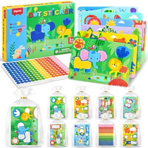 JoyCat 24 Pack Dot Art Craft Kits for Kids Party Favors, Mess-Free Dot Sticker Activity Set with 4800+ Stickers & Goodie Bags, Classroom Prizes, Treasure Box Toys, Goodie Bag Stuffers Ages 3-8