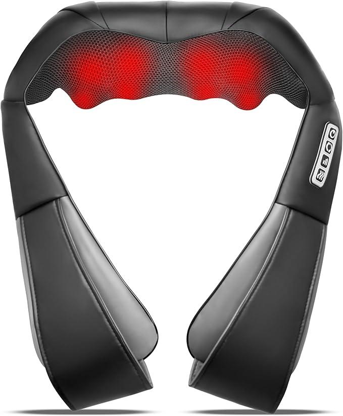UFFAE Shiatsu Neck and Back Massager with Heat, Electric Deep Tissue Neck and Shoulder Massage, Best Gift for Women, Men, Mom, Dad, Gray Black