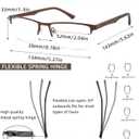 3 Pack Reading Glasses for Men Blue Light Blocking with Spring Hinge,Stylish Metal Half Frame Mens Computer Readers (+2.0 Strength)