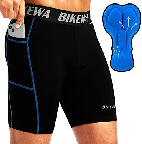 Men's 4D Padded Bike Shorts Cycling Underwear Biking Bicycle Padding Shorts for Men Side Pockets Size L