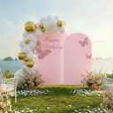 Toolterritary Metal Arch Backdrop Stand and Cover Set, 8FT, 7.2FT Party Backdrop, Easy to Assemble, Backdrop Stand for Parties, Birthday, Baby Shower