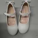 LAURMOSA Flower Girl Shoes Kids High Heels Mary Jane Flats Cute Pearl Rhinestones Girls Dress Pumps Shoes for Church Wedding Party Little Big Kids. size 13