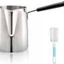 Dicunoy Milk Butter Warmer Pot, 1qt Turkish Coffee Pot with Spout, Large Stovetop Melting Boiling Cezve Ibrik Briki Greek Arabic Coffee Maker for Chocolate Heating, Camping, 18/8 Stainless Steel