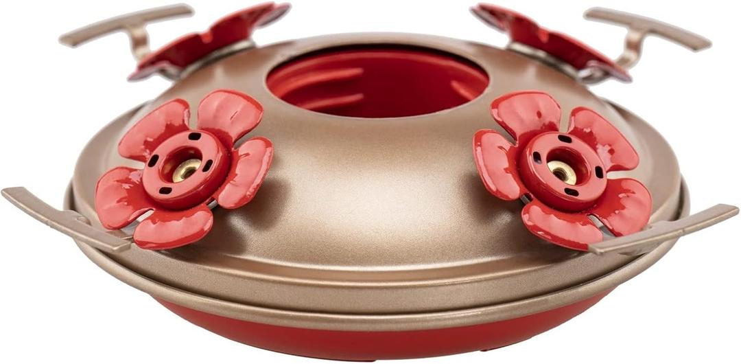 Muse Garden Upgraded Replacement Metal Base, Fits Hummingbird Feeders of Muse Garden Only, No Rust, Safe for Hummingbirds, Copper+Red Color Bottom