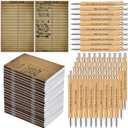 50 Set Valentines Book Club Gifts Bulk Book Lovers Gift Librarian Gift Bulk Due Date Notepad Bamboo Pens for Writers Reading Accessories Club Party Favors Teacher Librarian Day Appreciation
