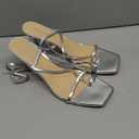 PiePieBuy Women's Lace Up Heeled Sandals Square Flip Flop High Heels Strappy Party Shoes (11)