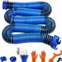 SheeChung 20FT RV Sewer Hose Kit, RV Hose Fittings, Heavy-Duty Camper Sewer Hose with Leak-Proof Swivel Fittings, 90 Clear Elbow, 2 Storage Caps, TPE Tech for Crush-Proof & UV-Resistant