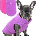 2 Pack Dog Sweater with Leash Ring Winter Warm Pet Sweater Thick Clothes Coat Fleece Dog Sweaters for Small Dogs Girl Boy for Chihuahua, French Bulldog, Dachshund (Pink,Purple, Small) (Small(4-6lbs))
