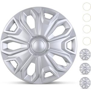 Nilight Wheel Cover Hubcaps 16 Inch for Ford Transit 150 250 350 350HD 2015 16 17 18 19 20 21 22 23 24 2025 Steel Wheel with 5 Lug 16 Hub Caps Set of 4 Rim Protector Wheel Covers Replacement, Silver