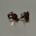 Ling's moment Boutonniere for Men, 2pcs Groom Groomsmen Guest Boutonniere, Artificial Flowers for Wedding/Prom/Homecoming, etc.Burgundy Marsala