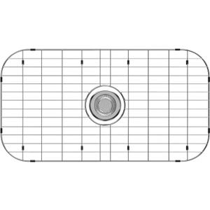 iPEGTOP Sink Bottom Grid, Stainless Steel Sink Protector 28"x 15" Centered Drain Hole with Corner Radius 1-1/2", Sink Grate for Bottom of Kitchen Single Sink Bowl with Hole Cover, One-Piece