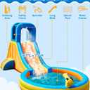 Inflatable Water Slide for Kids – 5-in-1 Blow Up Bounce House with Long Slide, Climbing Wall, Splash Pool, Water Cannon, Spray Water Spout – Backyard Toddler Water Park with 370W Blower & Storage Bag