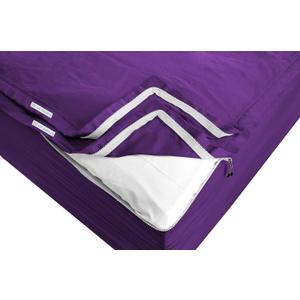 Zip On Sheets Twin Zipper Fitted Sheets - Includes 2 Zip On Sheet & 1 Fitted Sheet Base - 8" to 16" Inch Deep Pocket Twin Size Zipper Sheets - Faster & Easier 600 TC Cotton - Purple
