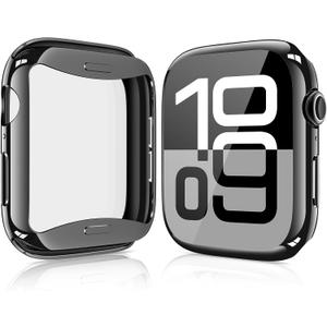 [2 Pack] JULK 42mm Black Case with Screen Protector for New Apple Watch 11 (2025), Slim Guard Bumper, Full Coverage Soft TPU Protective Cover for iWatch Series 11/10 42mm (1 Black + 1 Transparent), Series 11/10 - 42 mm