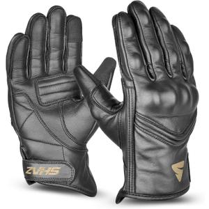Shaz Premium Cowhide Leather Motorcycle Gloves for Men and Women- Touchscreen Hard Knuckle Protected Motocross Motorbike Racing Riding Biker Gloves (Black, XX-Large, Ambidextrous)