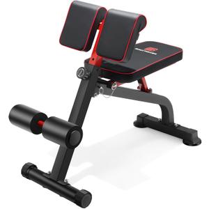 Roman Chair Back Extension Bench for Glute, Hamstring and Lower Back, Hyperextension Bench, Adjustable & Foldable Weight Bench for Home Gym Strength Training (Black)