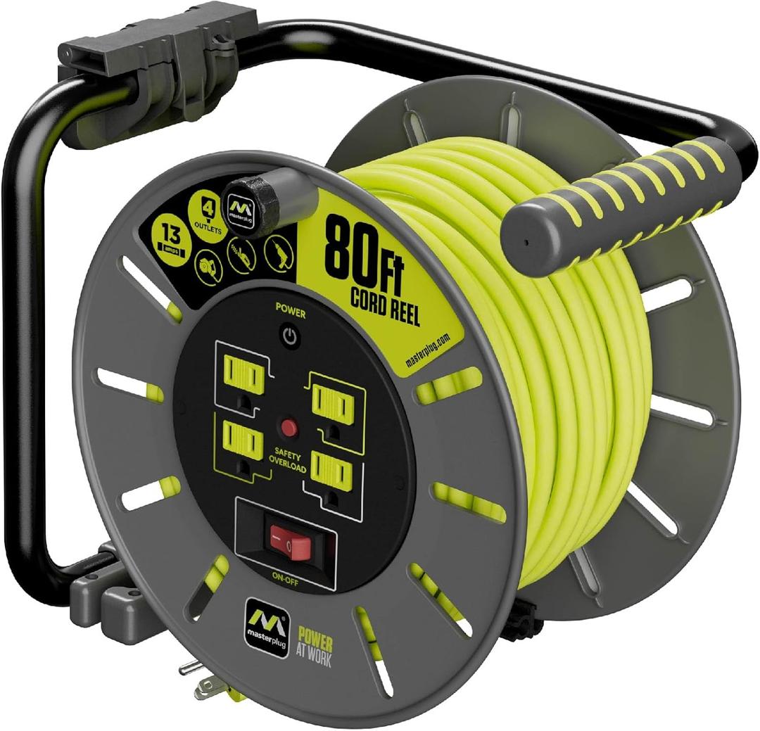 80ft Cord Reel + Cord Reel Wall Mount