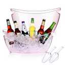 Ice Bucket 2 PCS, Mimosa Bar Supplies, Champagne Buckets for Parties, Beverage Tub and Scoops for Drinks Beer Sparkling Wine (5.5L) Extra Large Model (Pink)
