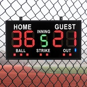Tellegloww Portable LED Baseball/Softball Scoreboard with Remote Control Built-in Rechargeable Battery Digital Score Keeper for Games Weather-Resistant Indoor Outdoor Use