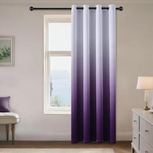 Yakamok Light Blocking Ombre Curtains,Purple and Greyish White Gradient Color Curtains for Bedroom,Room Darkening Thermal Insulated Grommet Window Drapes for Living Room(1 Panels,52x84 Inch)