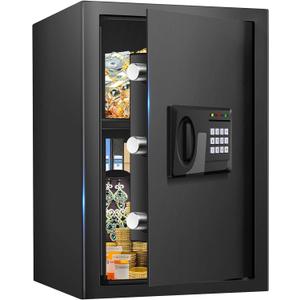 3.3 Cuft Large Fire Proof Safes for Home Use, Personal Fire Safe Document Box with Electronic Keypad and Spare Key, Removable Shelf, Digital Home Safe Fireproof Waterproof for Cash Documents Valuables