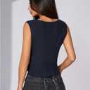 GORGLITTER Women's American Flag Crop Tank Tops Sleeveless 4th of July Patriotic Summer Outfits Sweater Vest (Black, L)