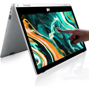 Windows Laptop, 2 in 1 with Touchscreen,11.6 inch FHD Windows 11 Laptops Computer,4GB RAM,256GB SSD Storage,360 Degree Convertible Tablet,Webcam,WiFi,Type-C,Silver