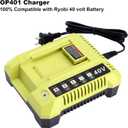 Replacement for Ryobi 40V Battery Charger, OP401 Charger Compatible with Ryobi 40V Lithium Battery OP4040 OP4050 OP4050A OP40601 OP4026 OP4015 OP4030 Fast Charger
