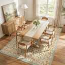 jinchan Haden 8x10 Large Area Rug for Living Room Vintage Floral Cottage Rug Soft Non-Slip Low Pile Washable Bedroom Dining Room Home Decor Girls Dorm Carpet Teal Blue