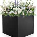 Metal Planter Box 16" x 16" x 16" Large Square Planter Heavy Duty Galvanized Steel Tall Plant Boxes with Insert Shelf and Drainage Holes for Outdoor Patio Yard Garden Porch Terrace