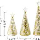 Red Co. 9.5", 8", and 6.5" Glass Christmas Tree Figurine Ornaments in Gold and Silver Finish, Light-Up Holiday Season Decor, Set of 3 Sizes